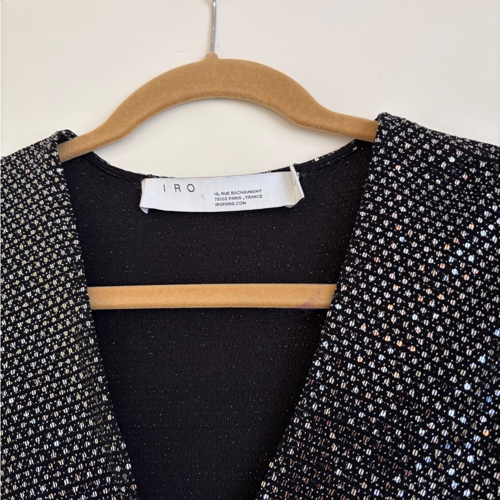 IRO Black Sequin Long Sleeve Midi Dress 42 - Picture 2 of 3